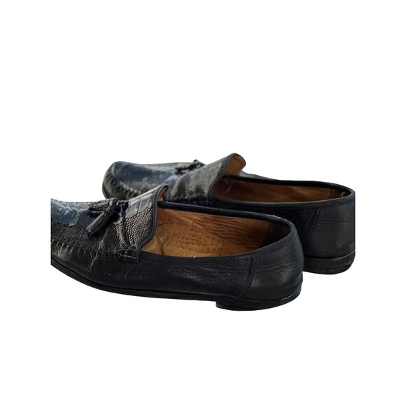 Pair of Zelli Italian made Mens Croc Leather Print Loafers Shoes with Tassles
